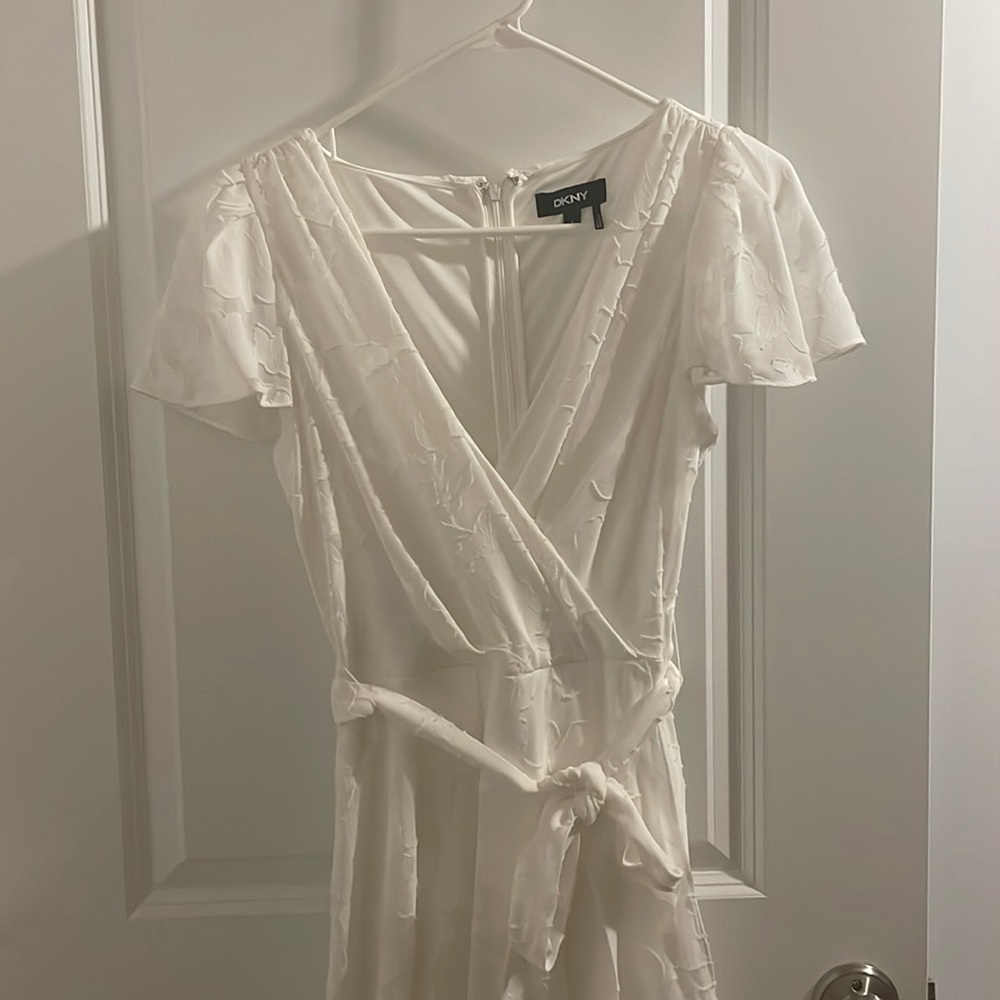 DKNY wrap style white dress